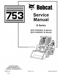 repair manual Bobcat 753 G Series Skid Steer Loader Service Manual PDF