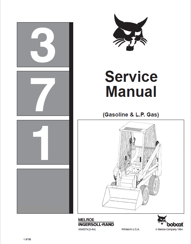 Bobcat 371 Gasoline & L.P. Gas Service Manual PDF