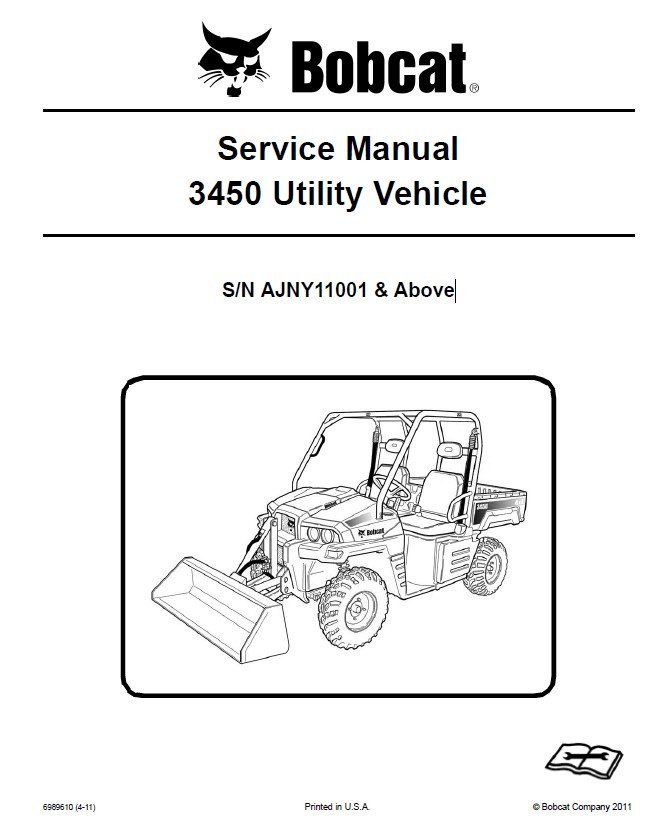 Bobcat 3450 Utility Vehicle Service Manual PDF