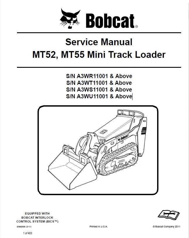 Bobcat MT52, MT55 Mini Track Loader Service Manual PDF