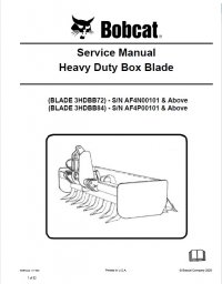 repair manual Bobcat Heavy Duty Box Blade 3HDBB72, 3HDBB84 Service Manual PDF
