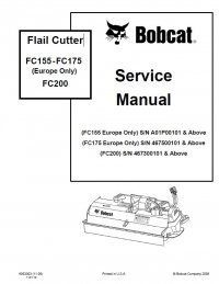 repair manual Bobcat FC155 - FC175 (Europe Only), FC200 Flail Cutters Service Manual PDF