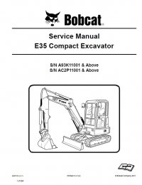 repair manual Bobcat E35 Compact Excavator Service Manual PDF
