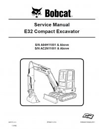 repair manual Bobcat E32 Compact Excavator Service Manual PDF