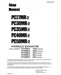 repair manual Komatsu PC27MR-2, PC30MR-2, PC35MR-2, PC40MR-2, PC50MR-2 Hydraulic Excavator Shop Manuals PDF