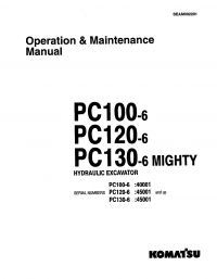 repair manual Komatsu Hydraulic Excavator PC100-6, PC120-6, PC130-6 Set of PDF Manual