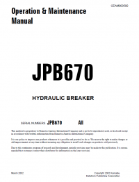repair manual Komatsu Hydraulic Breaker JPB670 Operation and Maintenance Manual PDF
