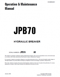 repair manual Komatsu Hydraulic Breaker JPB70 Operation and Maintenance Manual PDF