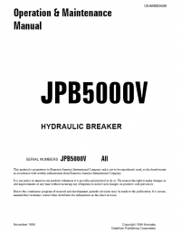 repair manual Komatsu Hydraulic Breaker JPB5000V Operation and Maintenance Manual PDF