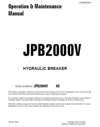repair manual Komatsu Hydraulic Breaker JPB2000V Operation and Maintenance Manual PDF