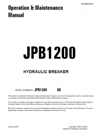 repair manual Komatsu Hydraulic Breaker JPB1200 Operation and Maintenance Manual PDF