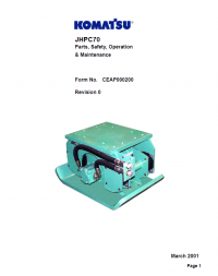 repair manual Komatsu JHPC70 Parts, Safety, Operation and Maintenance Manual