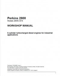 repair manual Perkins 2806C-E16 Diesel Engines 2800 Series Workshop Manual PDF