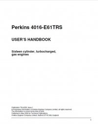 repair manual Perkins 4016-E61TRS Engine User’s Handbook PDF