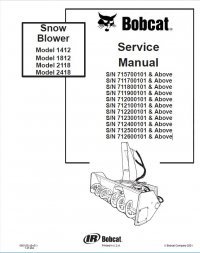 repair manual Bobcat 1412, 1812, 2118, 2418 Snow Blowers Service Manual PDF