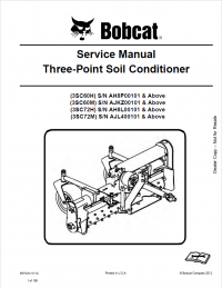 repair manual Bobcat 3SC60H/M, 3SC72H/M Three-Point Soil Conditioner Service Manual PDF