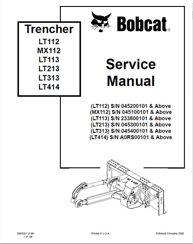 Bobcat LT112 MX112 LT113 LT213 LT313 LT414 Trencher PDF mx 5 wiring diagram download 