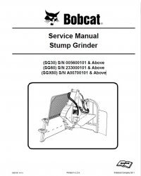 repair manual Bobcat SG30, SG60, SGX60 Stump Grinders Service Manual PDF