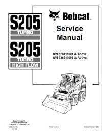 repair manual Bobcat S205 Turbo, S205 Turbo High Flow Loaders Service Manual PDF