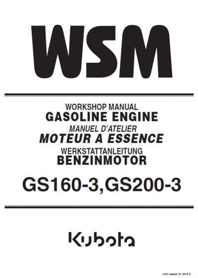 Kubota GS160/200-3 Engines Workshop Manual PDF Download