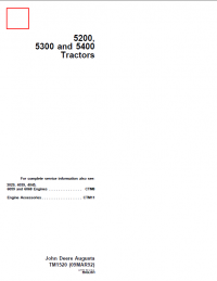 repair manual John Deere 5200 5300 5400 Tractors TM1520 Technical Manual PDF