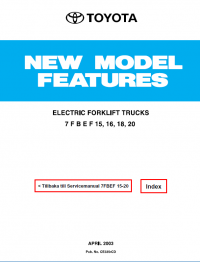 repair manual Toyota 7 FBEF 15, 16, 18, 20 Electric Forklift Trucks PDF Manual