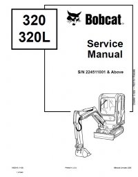 repair manual Bobcat 320, 320L Excavator Service Manual PDF