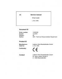 repair manual Liebherr L 514 - 1265 Wheel Loader Service Manual PDF