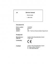 repair manual Liebherr L 509 - 1263 Wheel Loader Service Manual PDF