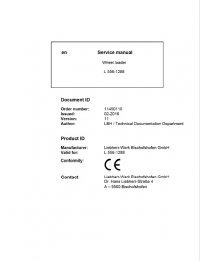 repair manual Liebherr L 556 - 1288 Wheel Loader Service Manual PDF