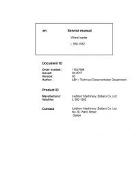repair manual Liebherr L 550 - 1562 Wheel Loader Service Manual PDF