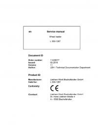 repair manual Liebherr L 550 - 1287 Wheel Loader Service Manual PDF