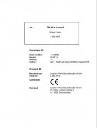 repair manual Liebherr L 580 - 1170 Wheel Loader Service Manual PDF
