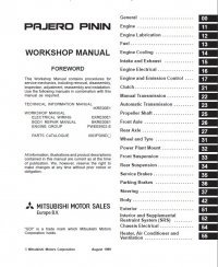 repair manual Mitsubishi Pajero Pinin Workshop Manuals PDF