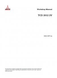 repair manual Deutz Engine TCD 2012 2V Workshop Manual PDF