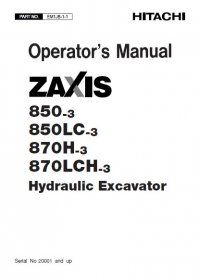 repair manual Hitachi Zaxis 850-3 850LC-3 870H-3 870LCH-3 Hydraulic Excavator Set of PDF Manuals