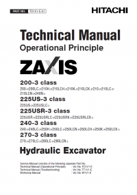 repair manual Hitachi Zaxis 200-3, 225US-3, 225USR-3, 240-3, 270-3 Class Hydraulic Excavator Technical + Workshop