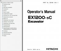 repair manual Hitachi EX1200-5 / EX1200-5C / EX1900-5 Excavator Set of PDF Manuals