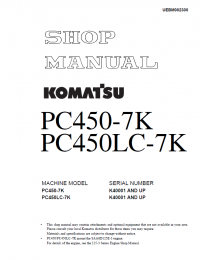 repair manual Komatsu PC450-7K and PC450LC-7K Excavator Shop Manual PDF