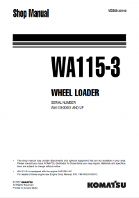 repair manual Komatsu Wheel Loader WA115-3 Shop Manual PDF