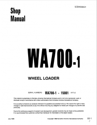 repair manual Komatsu Wheel Loader WA700-1 Shop Manual PDF