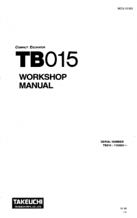repair manual Takeuchi Compact Excavator TB015 Workshop Manual
