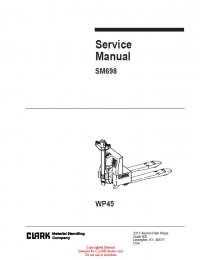 repair manual Clark WP45 SM698 Service Manual PDF