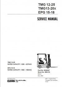 repair manual Clark TMG 12-25 TMG 13-20X EPG 15-18 SM616 Service Manual PDF
