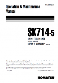repair manual Komatsu SK714-5 Skid Steer Loader Operation and Maintenance Manual PDF