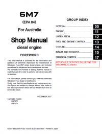 repair manual Mitsubishi Fuso 6M7 Fighter For Australia Shop Manual PDF
