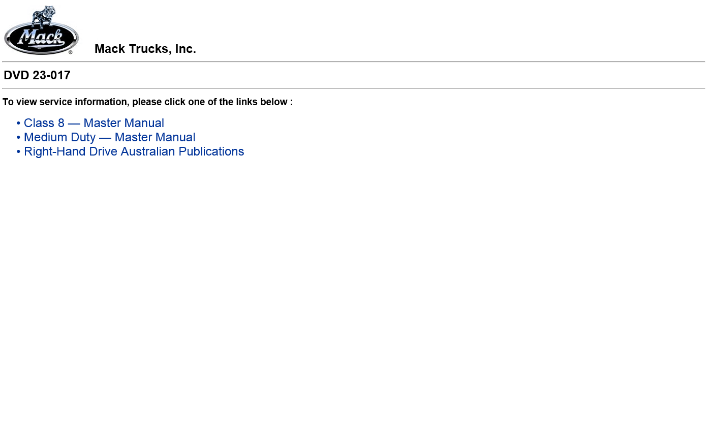 pics Array - mack class 8 and medium duty trucks master manuals rh  epcatalogs com repair ...