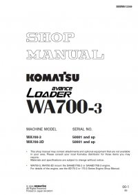 repair manual Komatsu WA700-3, WA700-3D Wheel Loaders Shop Manual PDF