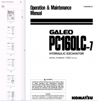 repair manual Komatsu Hydraulic Excavator PC160LC-7K, PC180LC-7K
