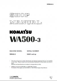 repair manual Komatsu WA500-3 Wheel Loader Shop Manual PDF